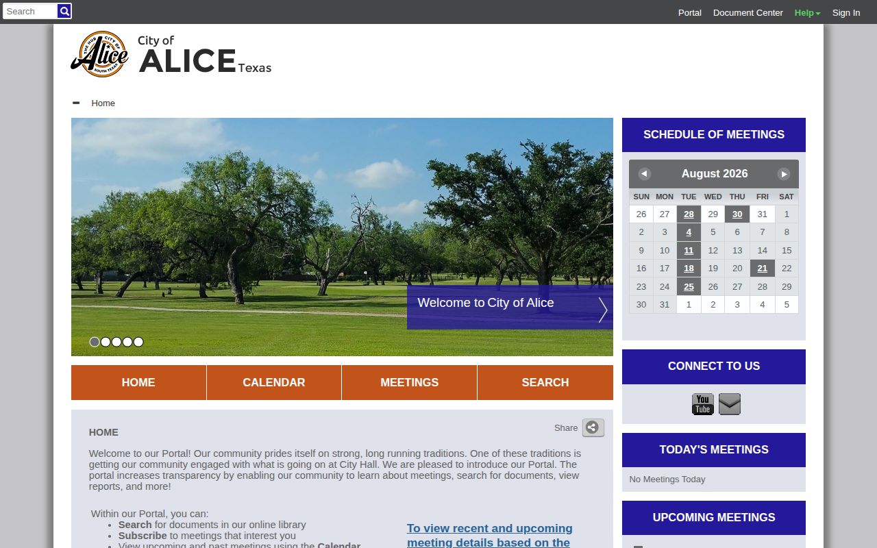 Jim Wells County Alice public-records access at the City of Alice civic portal